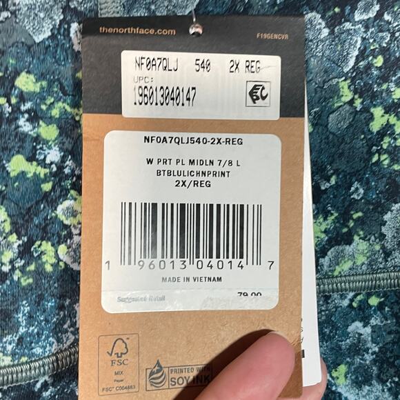 The North Face Plus Size High Rise 7/8 Leggings Beta Blue Lichen Print 2X - Picture 10 of 11